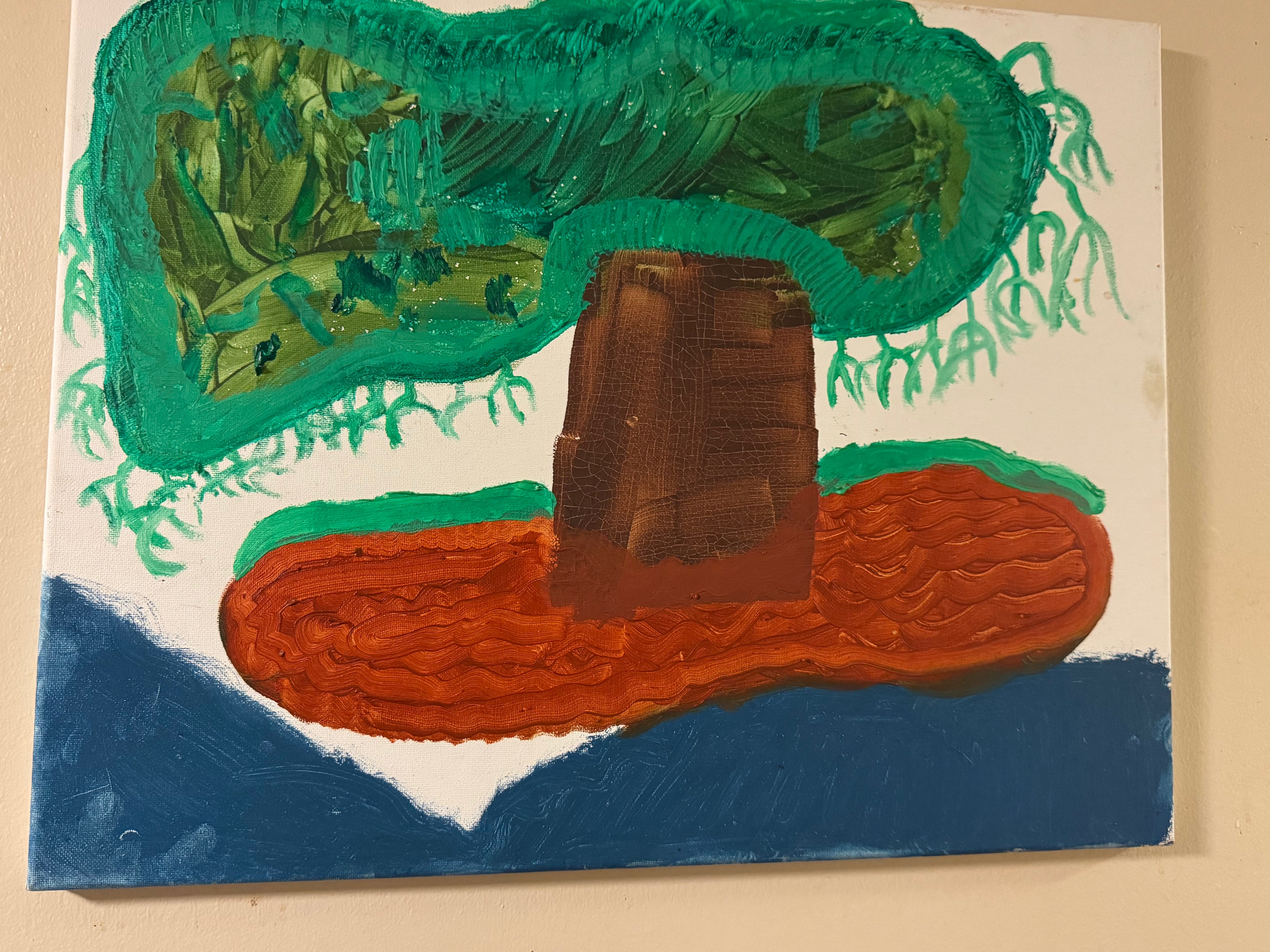 Solo Tree with sprouting Leaves under a lake